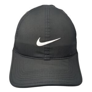 Nike Dri-Fit Strapback Baseball Cap Black One Size Adjustable Lightweight Swoosh